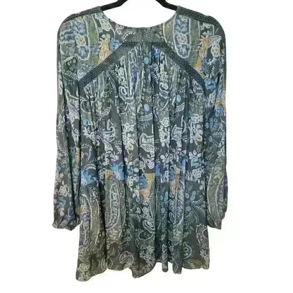Free People Dress Size S Rain Shine Mini Tunic Boho Floral Paisley Oversized - Picture 3 of 16